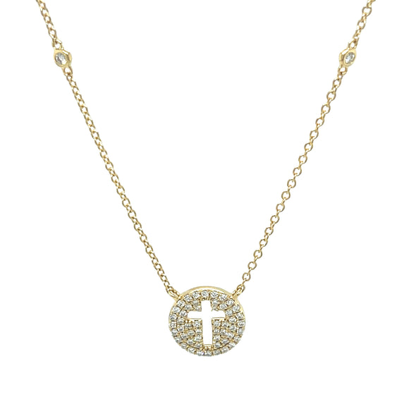 Diamond Pavé Cross Necklace in 18ct Yellow Gold