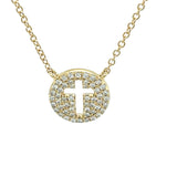 Diamond Pavé Cross Necklace in 18ct Yellow Gold