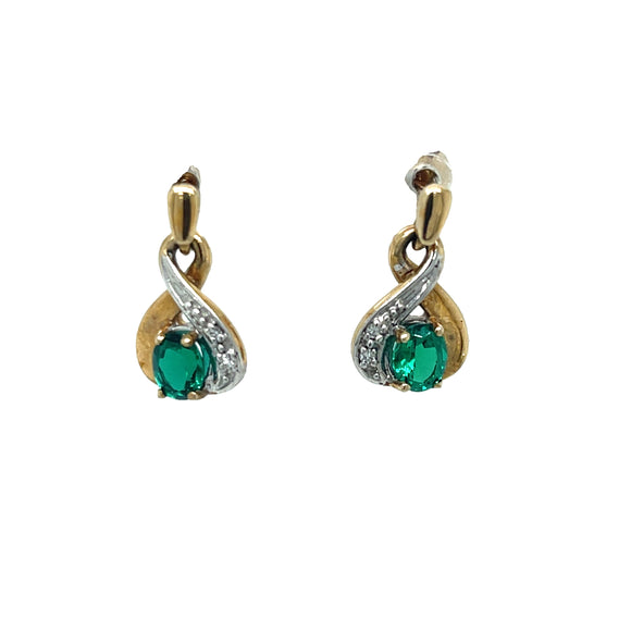 Biron Emerald and Diamond Earrings in 9ct Gold