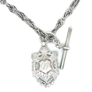 Antique Prince of Wales Link Fob Necklace in Sterling Silver