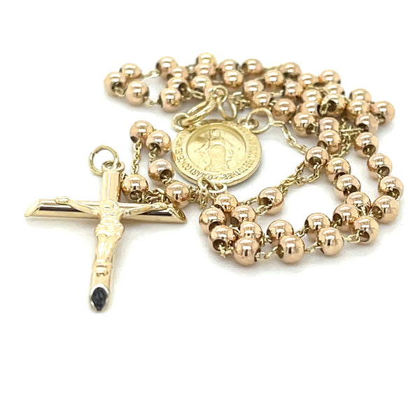 18KT Rose Gold Rosary Bead Necklace | Holy Grace
