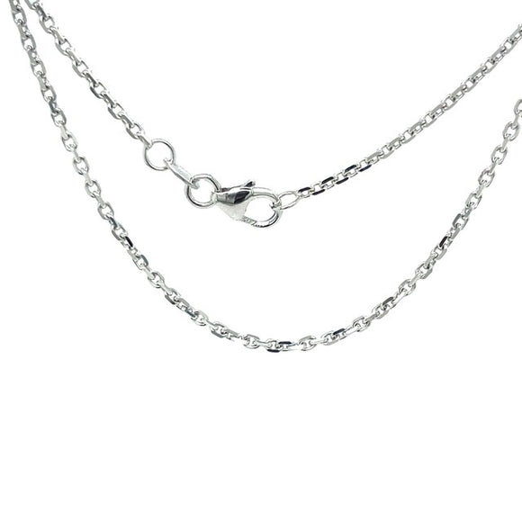 Oblong Trace Chain Necklace in 9ct White Gold