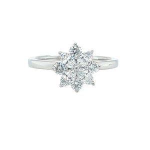 Delicate Diamond Flower Ring in 18ct White Gold