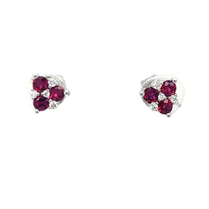 Ruby and Diamond Clover Earrings