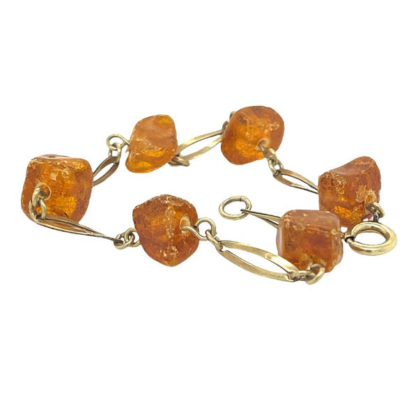 Vintage Amber Bracelet in 9ct Yellow Gold