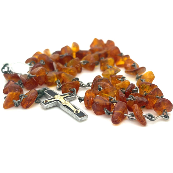 Hand Made Amber Rosary Bead Necklace