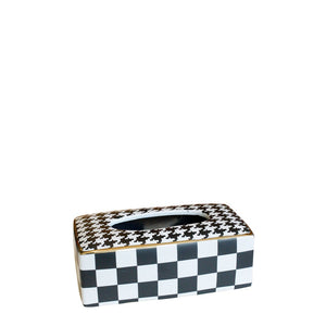 Black and White Ceramic Tissue Box Rectangle