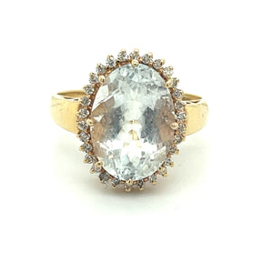 Oval Aquamarine Diamond Cocktail Ring