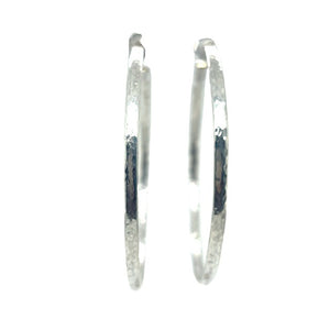 Sterling Silver Large Hammered Hoops