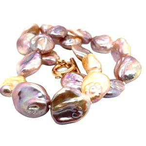 Peach tone Baroque Freshwater Pearl  Necklace