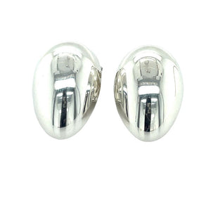 Oval Sterling Silver Clip on Earrings