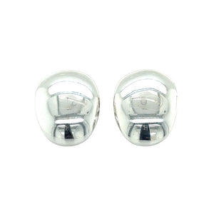 Oblong Sterling Silver Clip on Earrings