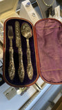 Antique Sterling Silver Three Piece Boxed Christening Set