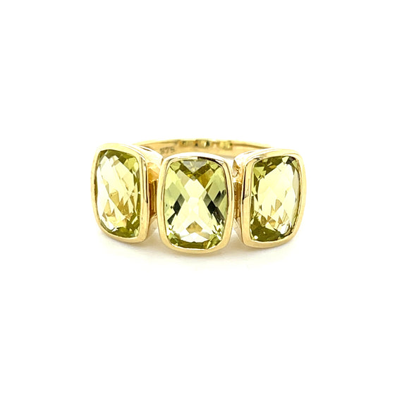 Lemon Quartz Three Stone Dress Ring