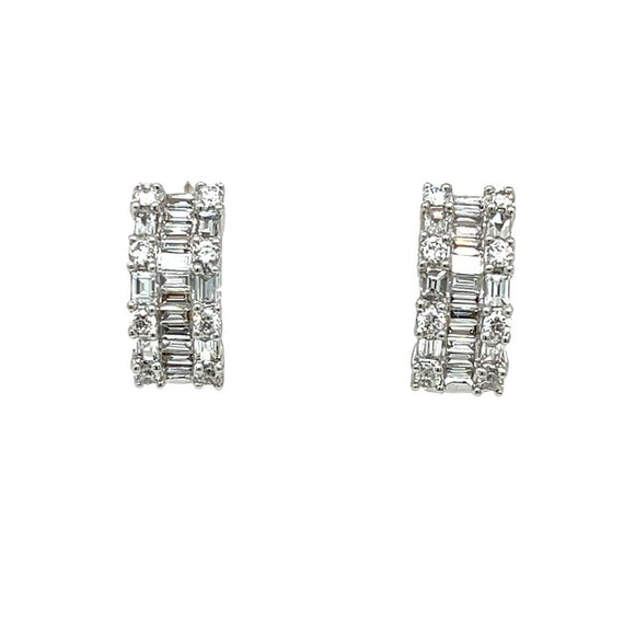 Diamond Baguette Cluster Huggie Earrings