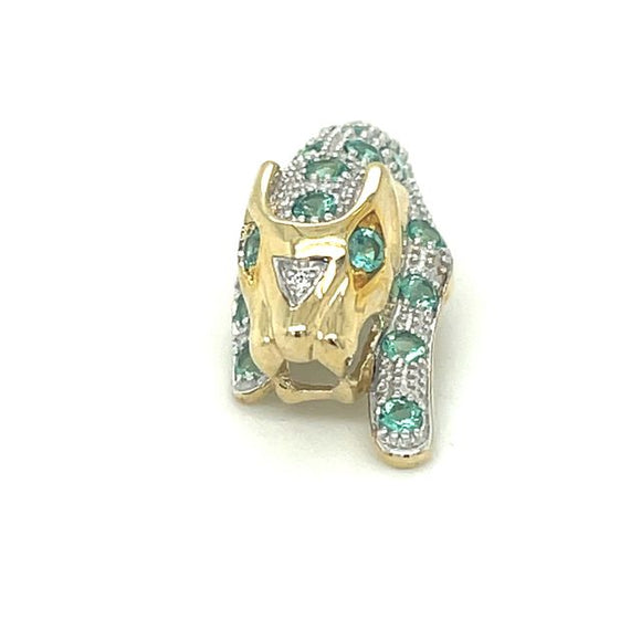 Diamond Emerald Panther Pendant