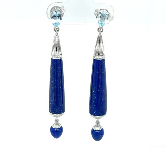 Lapis Lazuli Diamond Drop Earrings