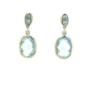 Blue Topaz Diamond Drop Earrings