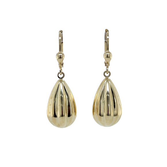 Oval Lined Drop Ball Earrings in 9ct Yellow Gold