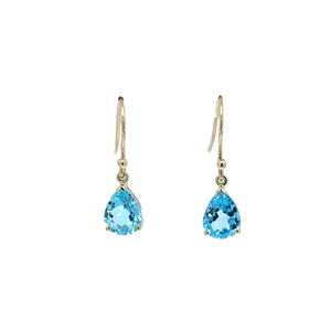 Pear Topaz Drop Earrings 9ct Yellow Gold