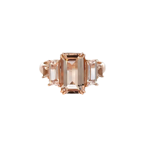 Large 5 Stone Morganite Ring in 9ct Rose Gold