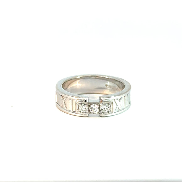 Tiffany & Co Diamond Atlas Roman Numeral Ring in 18ct White Gold