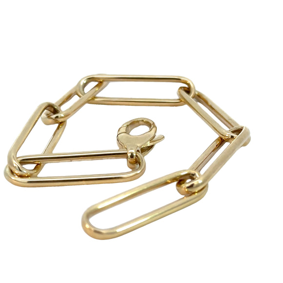 Large Oblong Paperclip Bracelet in 9ct Yellow Gold