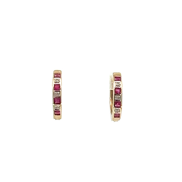 Ruby Diamond Round Hoop Earrings