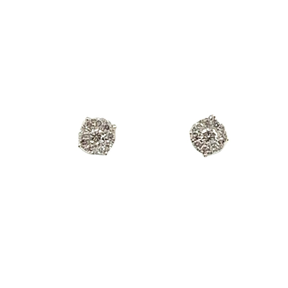 Round Cluster Diamond Stud Earrings 0.35cts