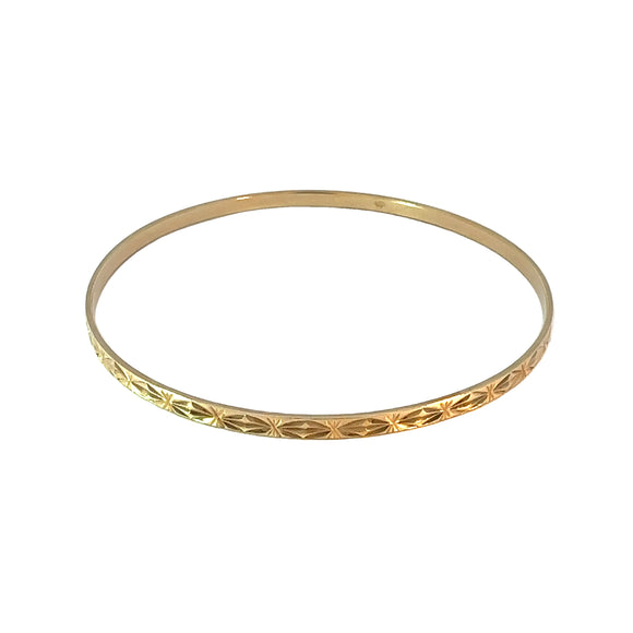 Yellow Gold Patterned Bangle in 9ct - 3mm