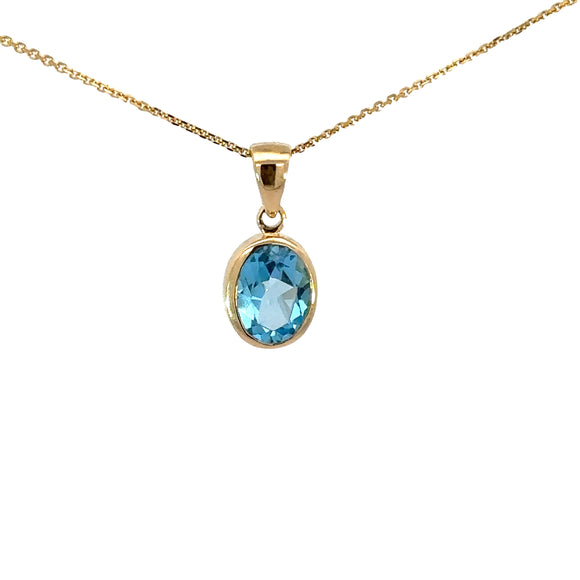 Oval Blue Topaz Pendant