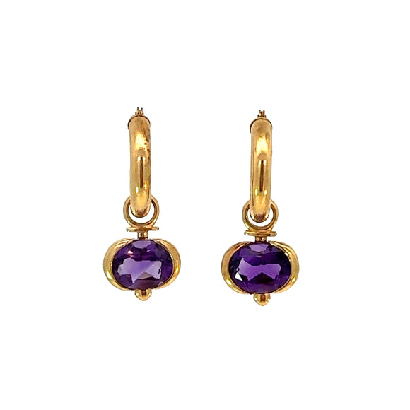 Oval Amethyst Hoop Earrings