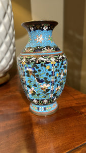 Oriental Cloisonné Vase in Light Blue Tones