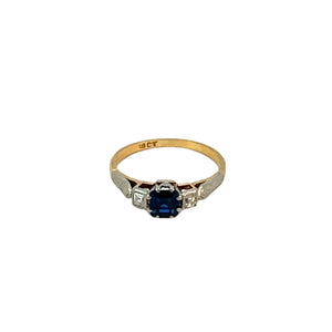 Vintage Cushion Cut Sapphire Diamond Ring