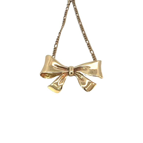 Gold Bow Pendant in 9ct Yellow Gold