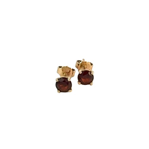 Round Garnet Stud Earrings