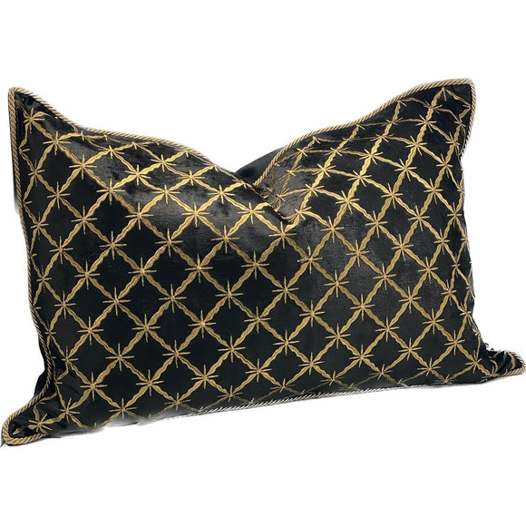 Hand Embroidered Cushion Cover - Gold/Black