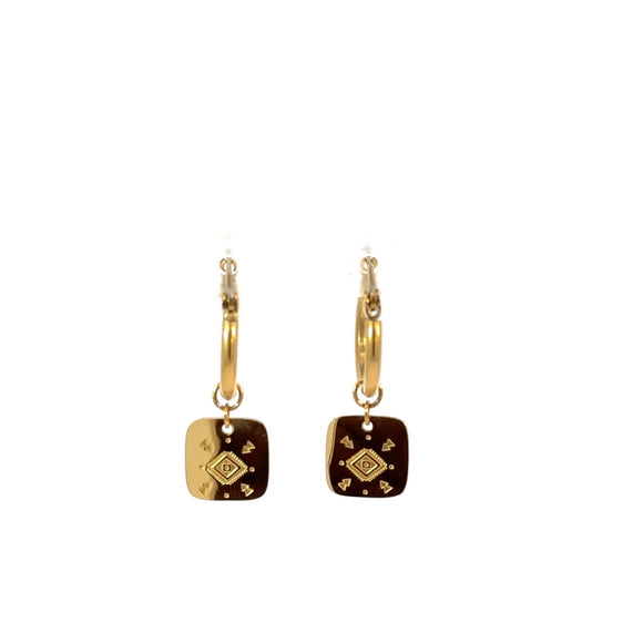 Hoop Charm Earring Gold Plated