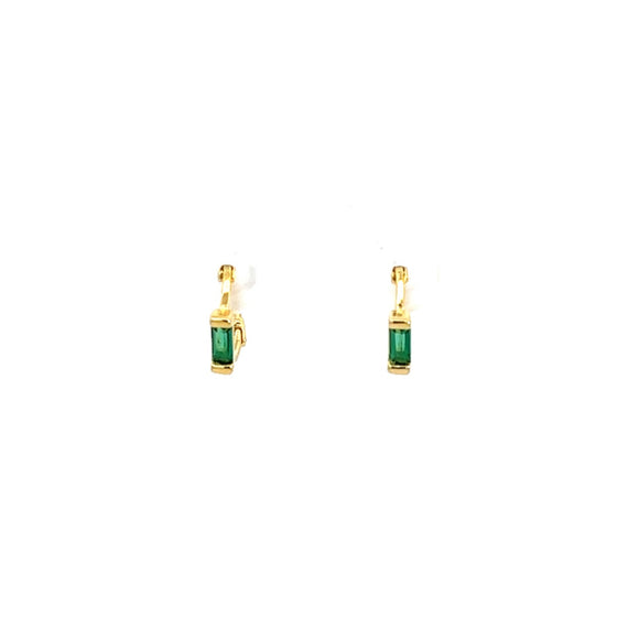 Synthetic Emerald Mini Hoop Earring