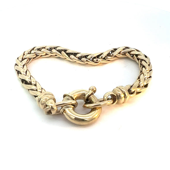 Solid Wheat Chain Bracelet in 9ct Yellow Gold