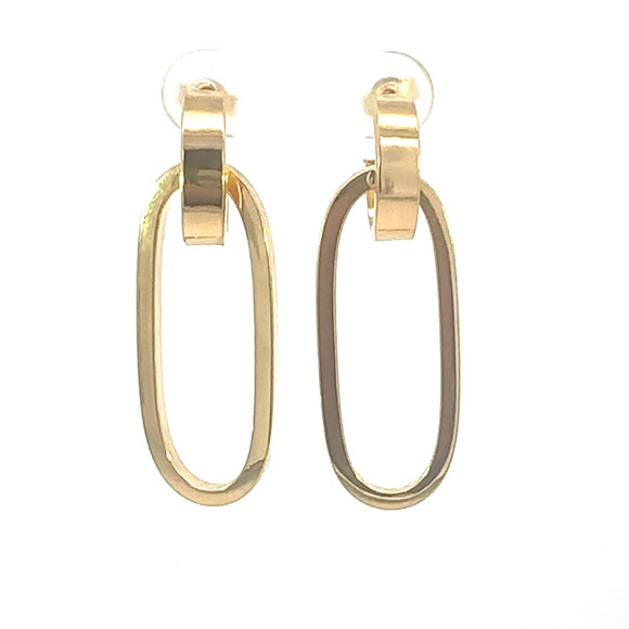 Large Oval Link Drop Earrings in 18ct Yellow Gold