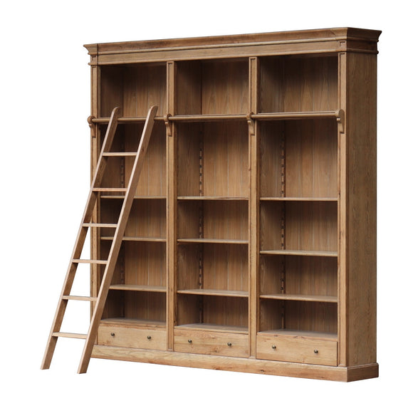 Oak Bookcase with Ladder - Extra Large