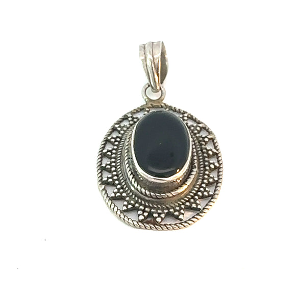 Oval Onyx Pendant in Sterling Silver