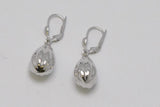 Oval Lined Ball Drop Earrings in 9ct White Gold