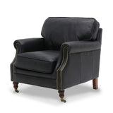 Classic Leather Armchair in Black