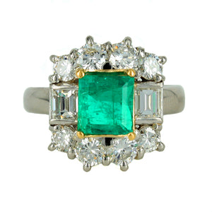 Emerald Diamond Platinum Ring