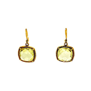 Lemon Topaz Diamond Earrings
