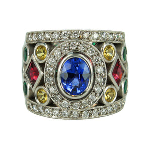 Diamond and Multi Coloured Ring