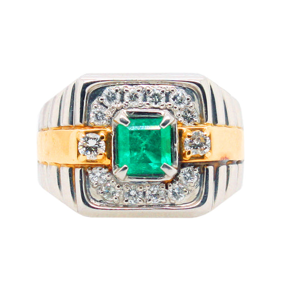 Emerald Diamond Unisex Band Ring