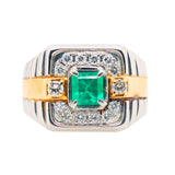 Emerald Diamond Unisex Band Ring